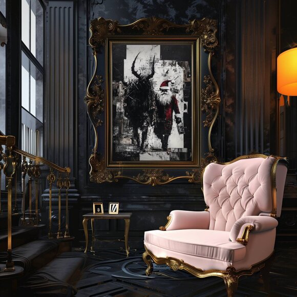 8.5x11 Crayon-Style Krampus Christmas Artwork | Creepy Cute Art Print - Picture 7 of 8